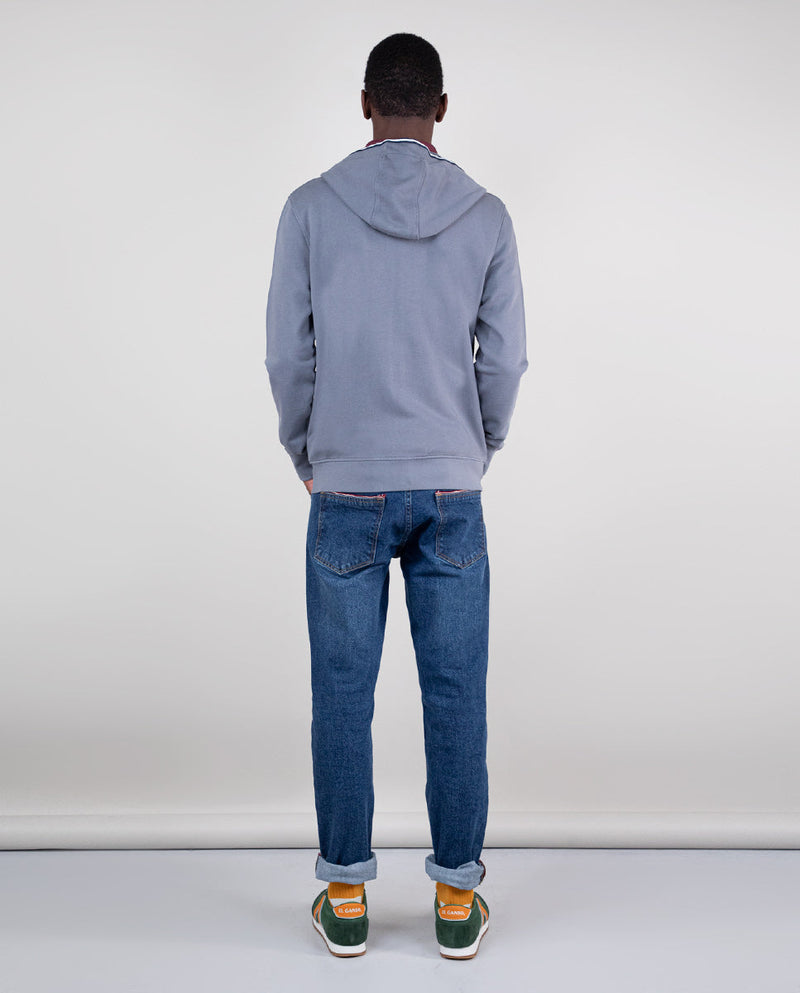 Sudadera Zipper Garment Dyed Gris