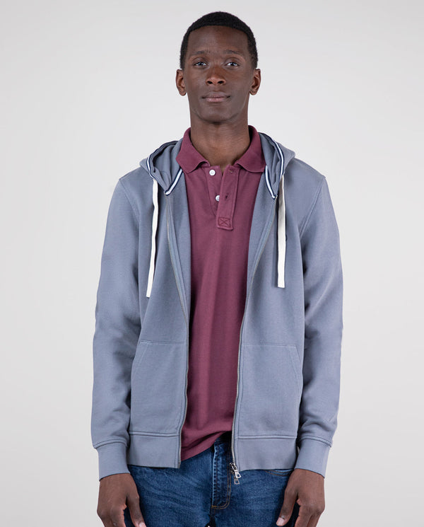 Sudadera Zipper Garment Dyed Gris