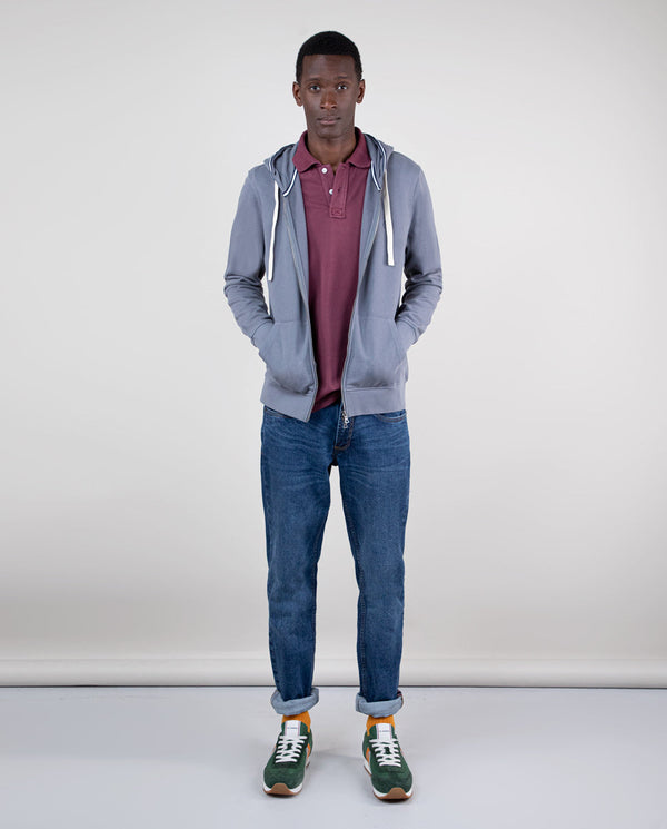 Sudadera Zipper Garment Dyed Gris