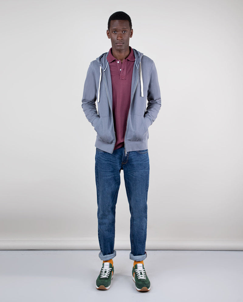 Sudadera Zipper Garment Dyed Gris