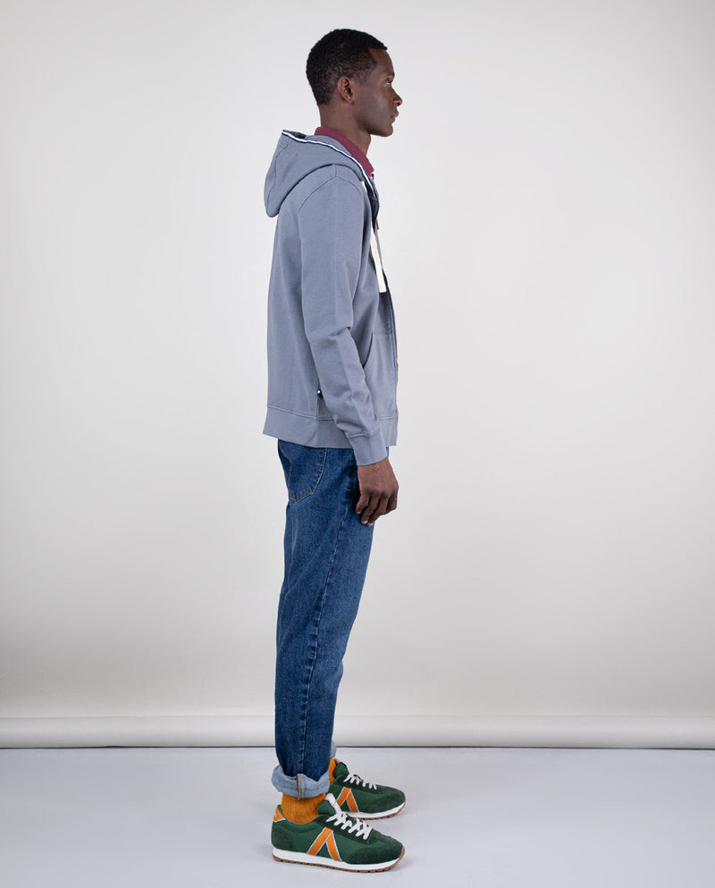 Sudadera Zipper Garment Dyed Gris
