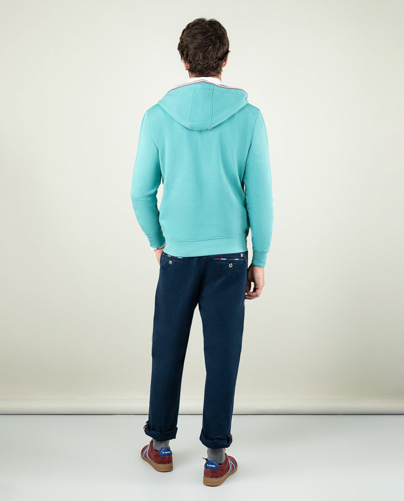 Sudadera Zipper Garment Dyed Verde Azulado