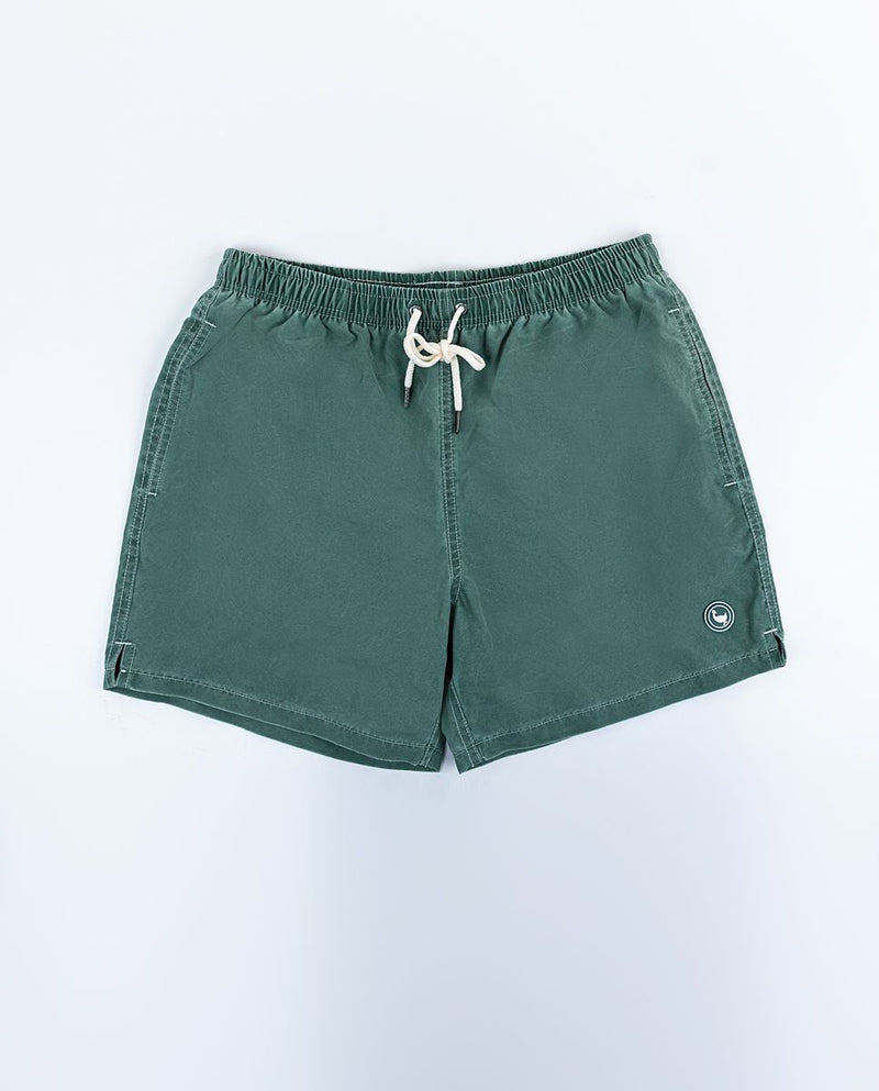 Bañador Liso Garment Dyed Verde Oscuro