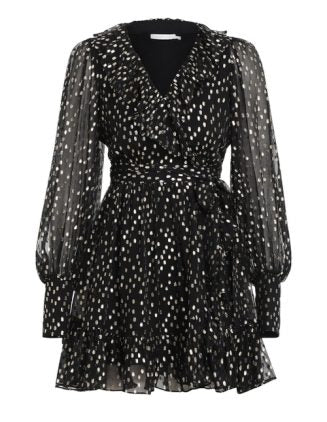 Vestido Formal Lurex Wrap Mini Negro