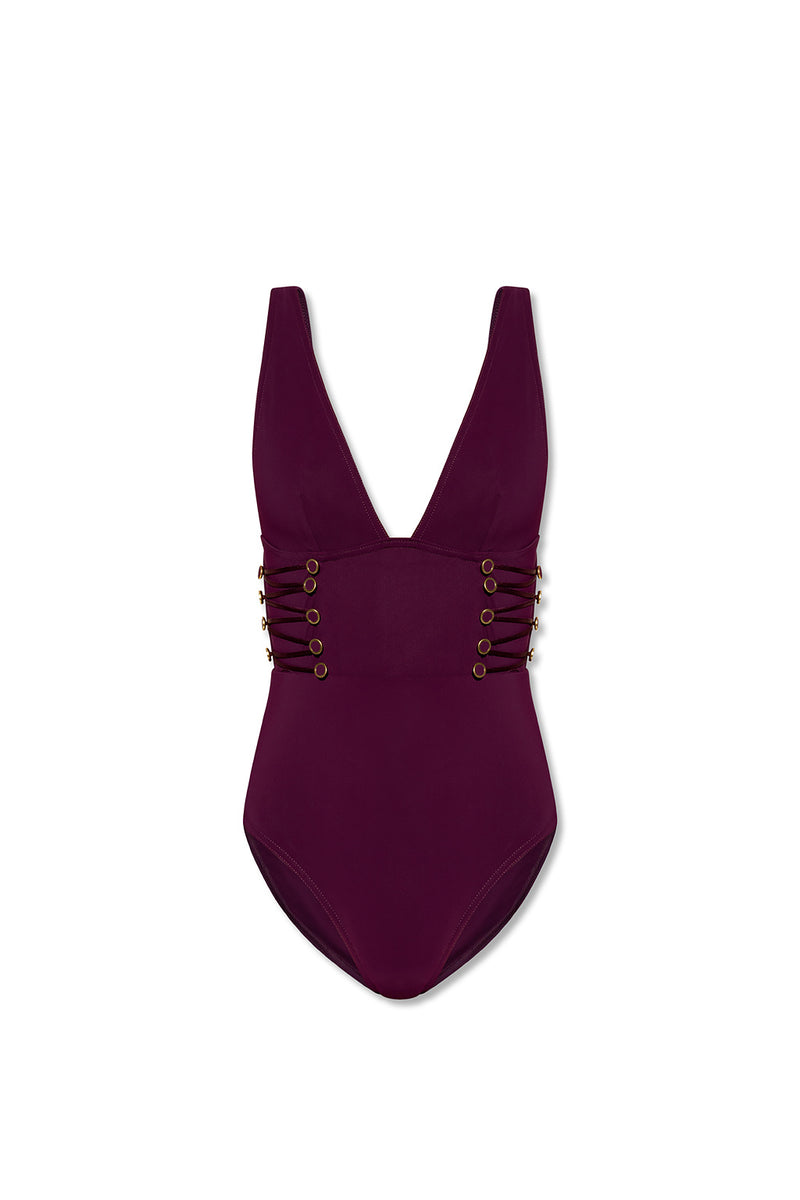 Traje De Baño Rosa Corset Lace Vino