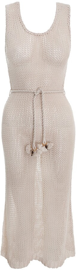 Vestido Casual Tropicana Scoop Midi Beige