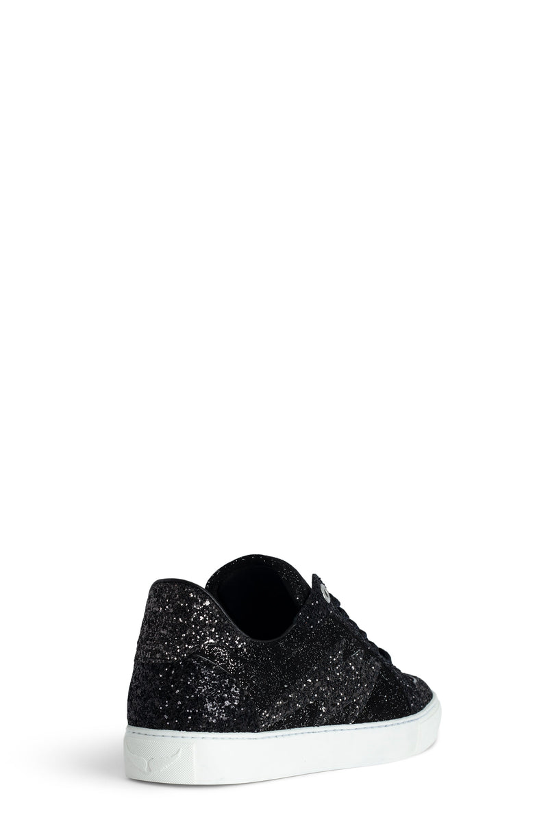 Sneakers Flash Leather Mix+Glitter Noir