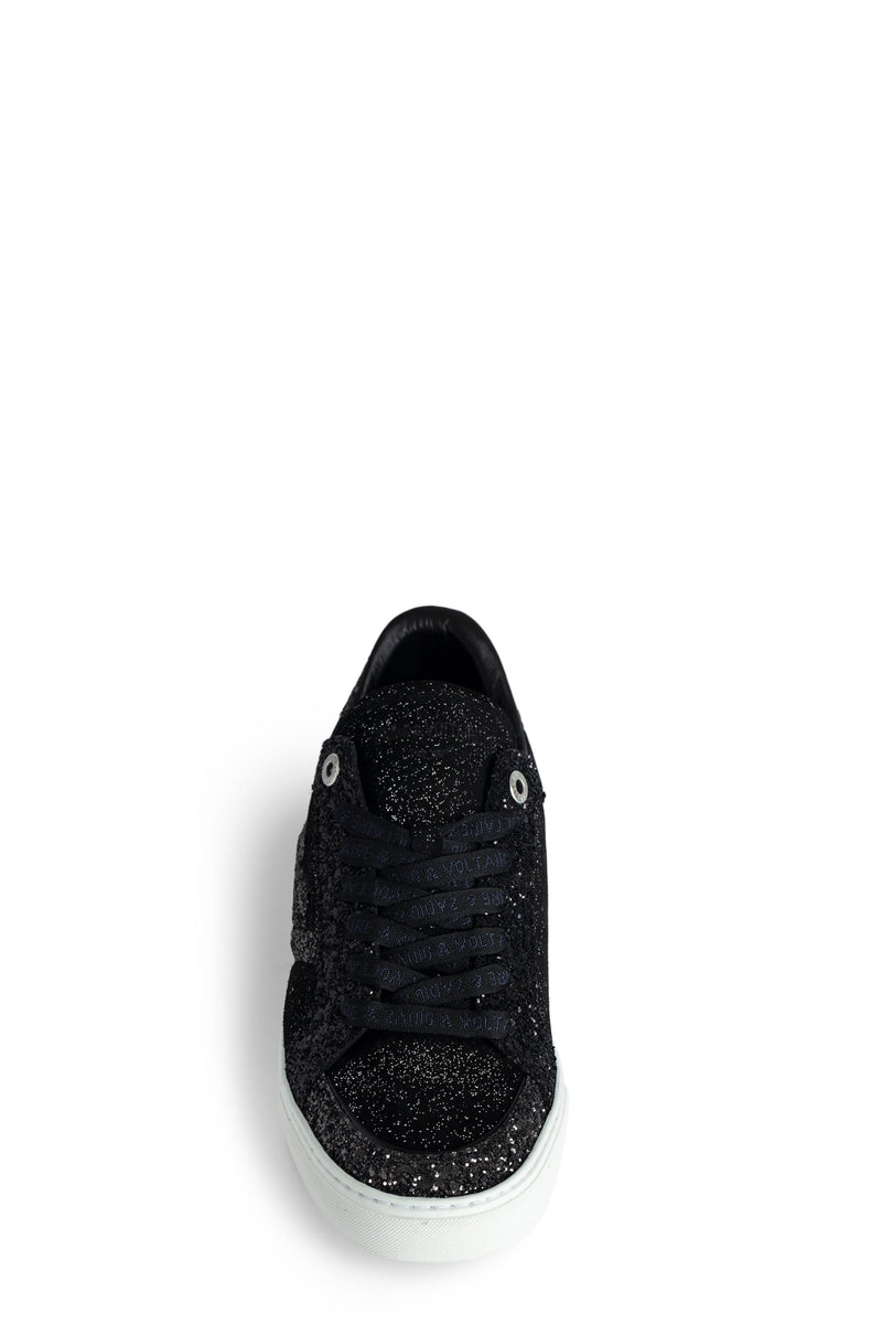 Sneakers Flash Leather Mix+Glitter Noir