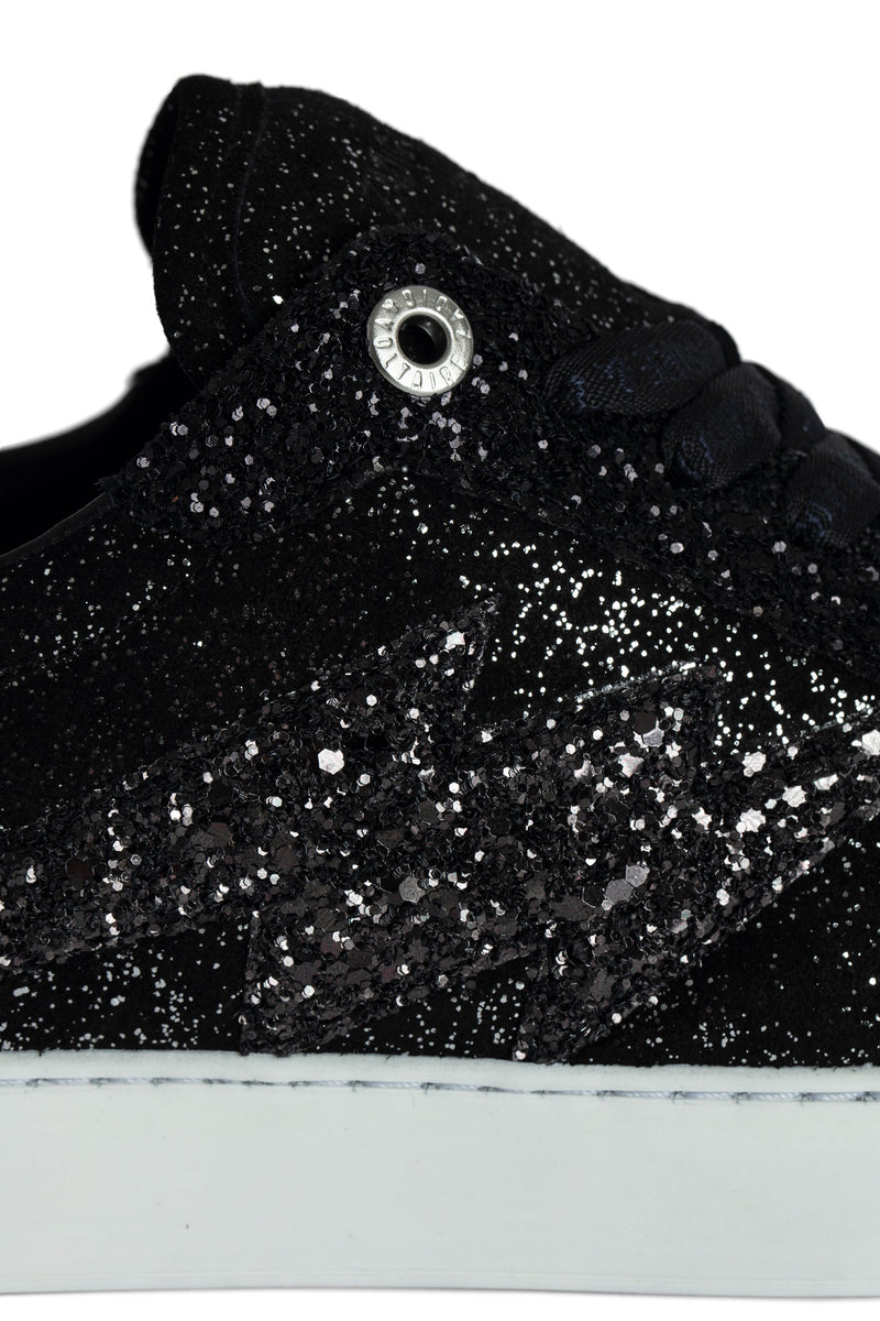 Sneakers Flash Leather Mix+Glitter Noir