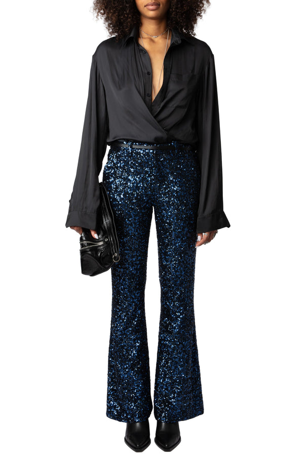 Pantalones Prevy Sequins Encre