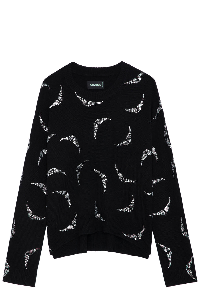 Sweater Markus Strass Wings Noir