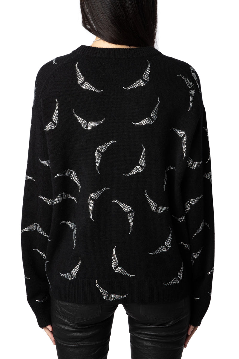 Sweater Markus Strass Wings Noir