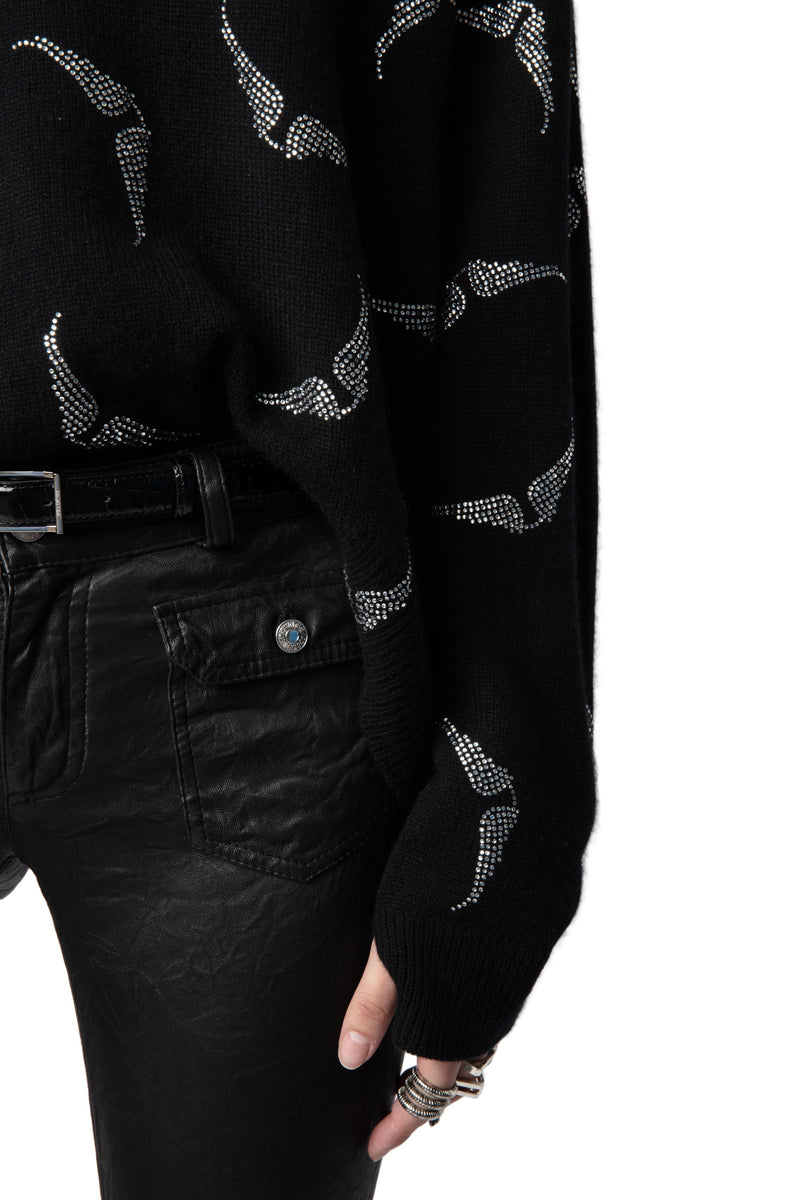 Sweater Markus Strass Wings Noir