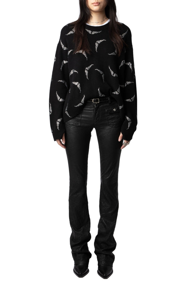 Sweater Markus Strass Wings Noir