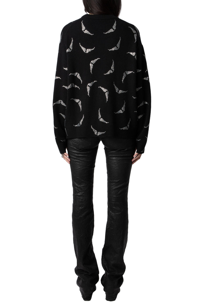 Sweater Markus Strass Wings Noir