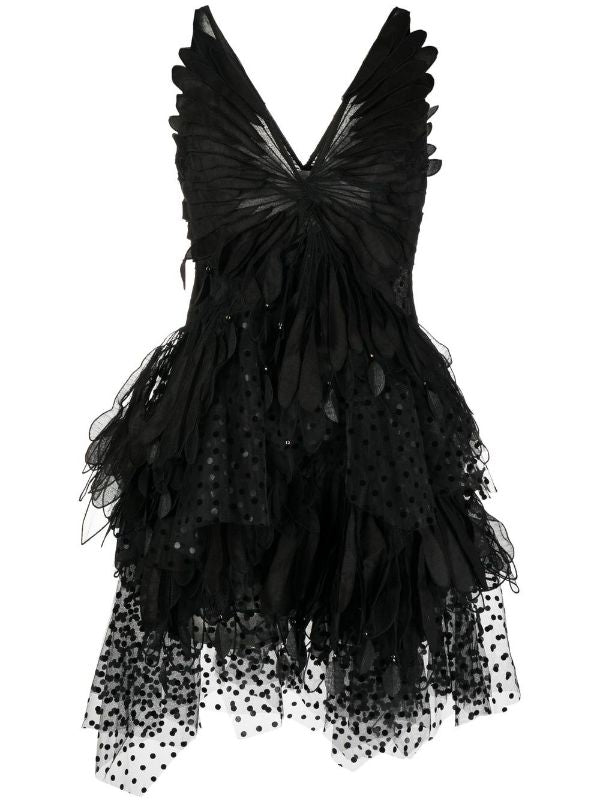 Vestido Formal Rhythmic Fluted Mini Negro