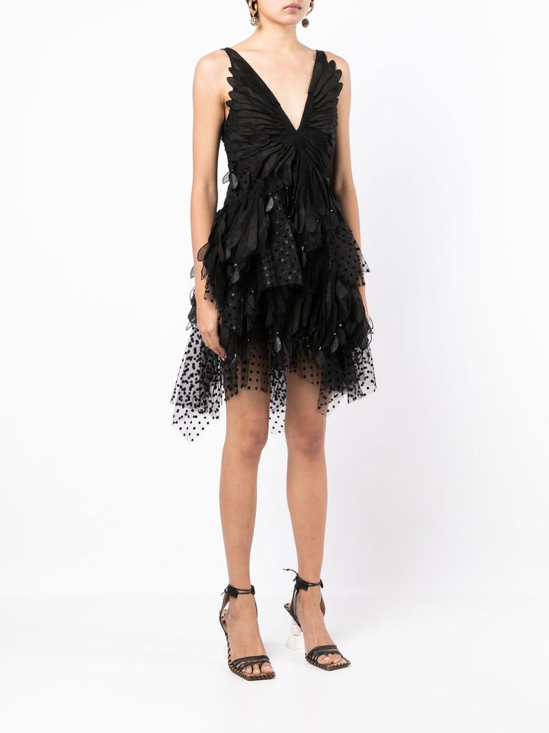Vestido Formal Rhythmic Fluted Mini Negro