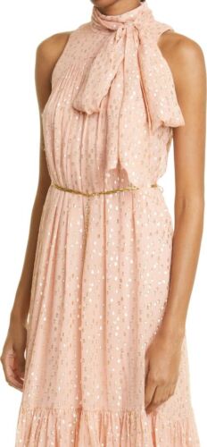 Vestido Formal Sleeveless Tie Neck Rosa Claro