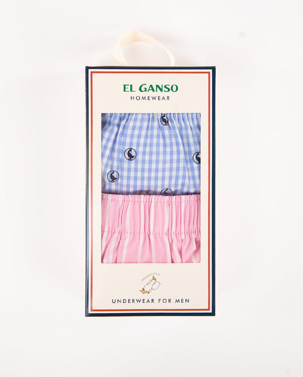 Pack Calzoncillos Vichy Azul Gansos/Raya Butcher Rosa
