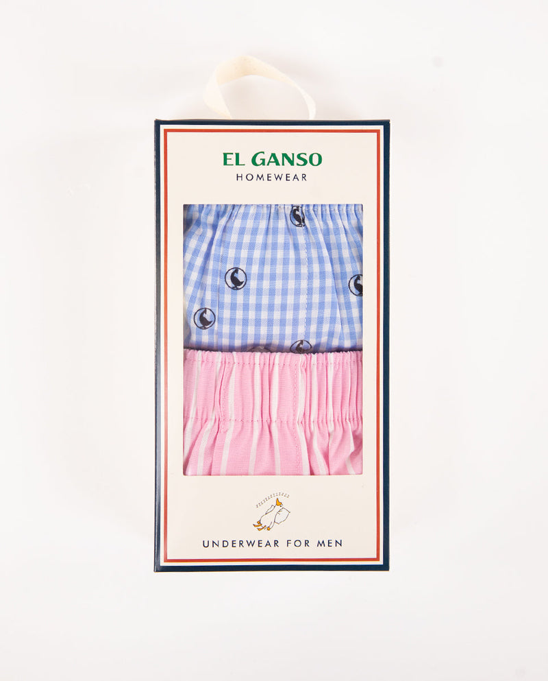 Pack Calzoncillos Vichy Azul Gansos/Raya Butcher Rosa