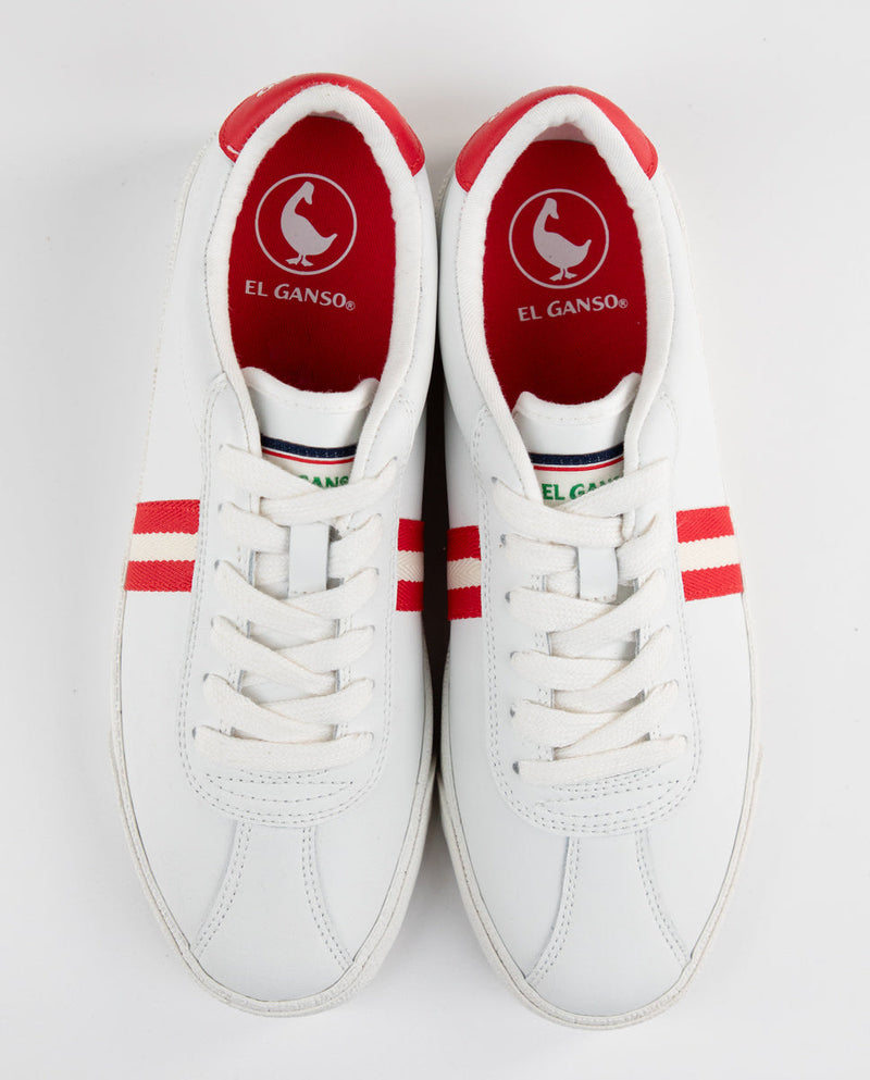 Acciona Zapatillas Ganso Rojas Piel Blanca Sneakers Hombre El