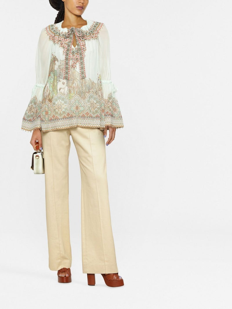 Blusa Kaleidoscope Ruffle Azul Claro