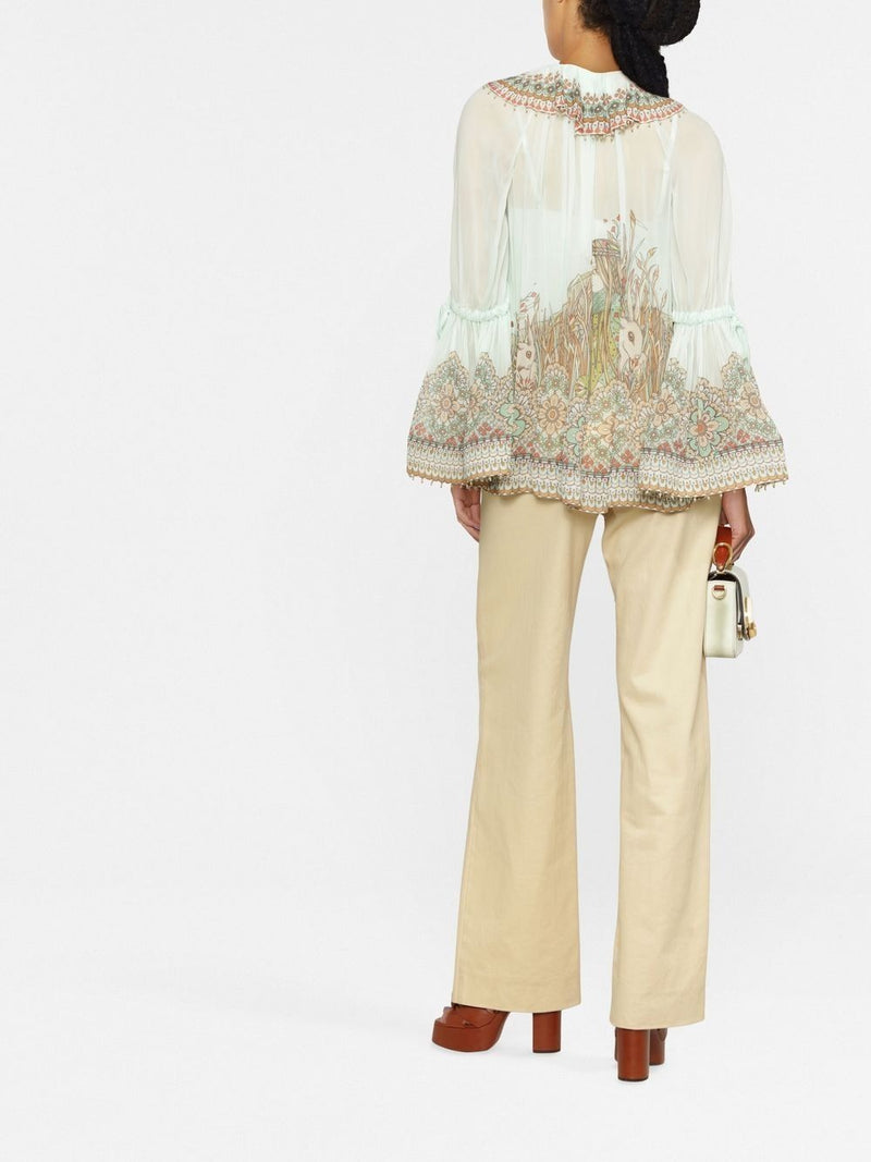 Blusa Kaleidoscope Ruffle Azul Claro