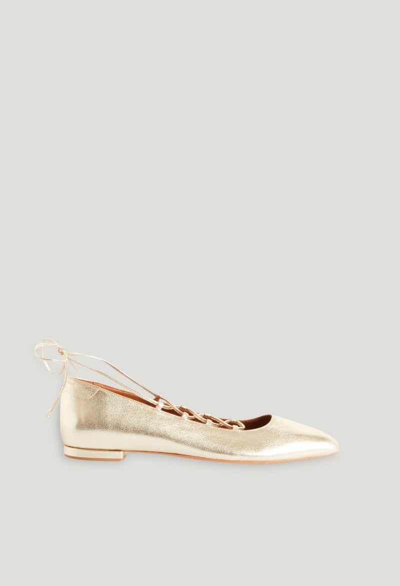 Claudie Pierlot | Bailarinas cuero dorado para mujer.