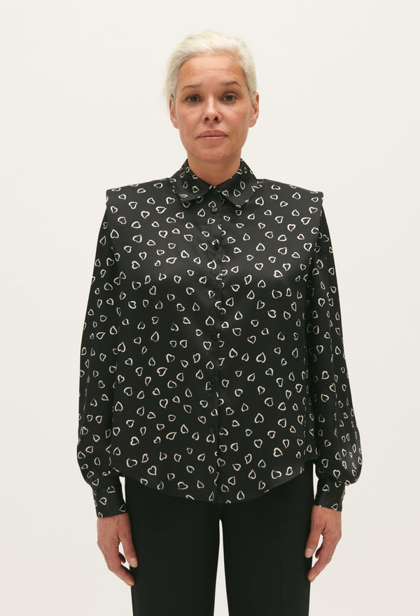 Claudie Pierlot | Camisa fluida estampada de corazones para mujer.