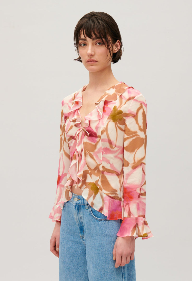 Claudie Pierlot | Blusa de seda con estampado de acuarela para mujer.