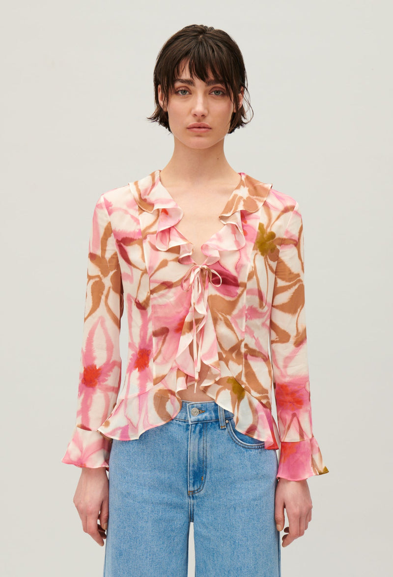 Claudie Pierlot | Blusa de seda con estampado de acuarela para mujer.