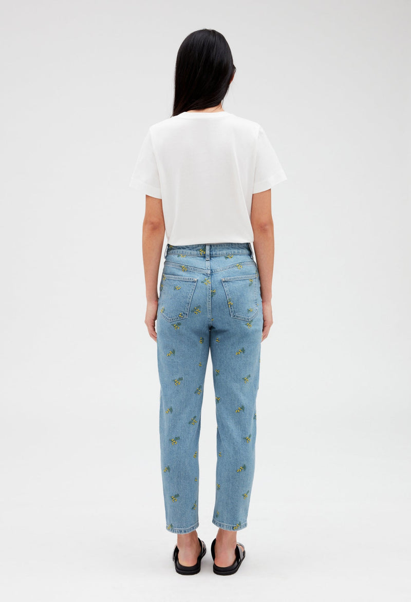 Claudie Pierlot | Vaquero recto con bordados mimosa denim para mujer, con grandes descuentos