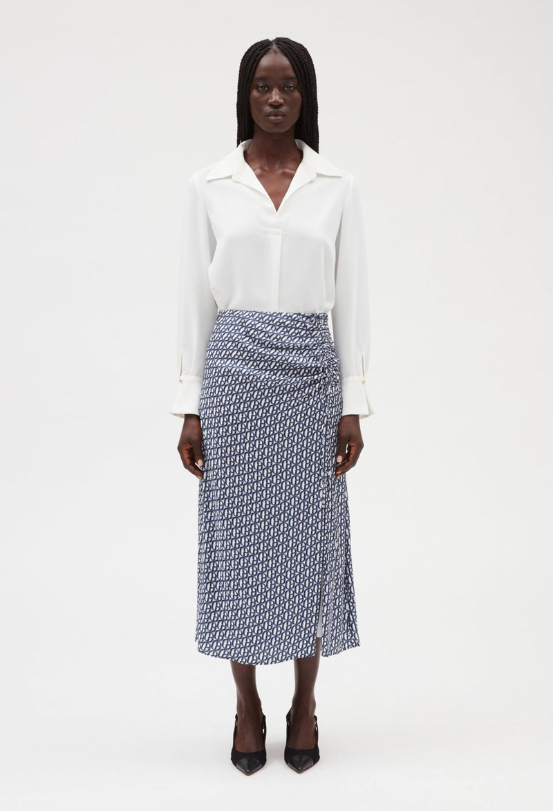 Claudie Pierlot | Falda midi con monograma azul azul para mujer, con grandes descuentos