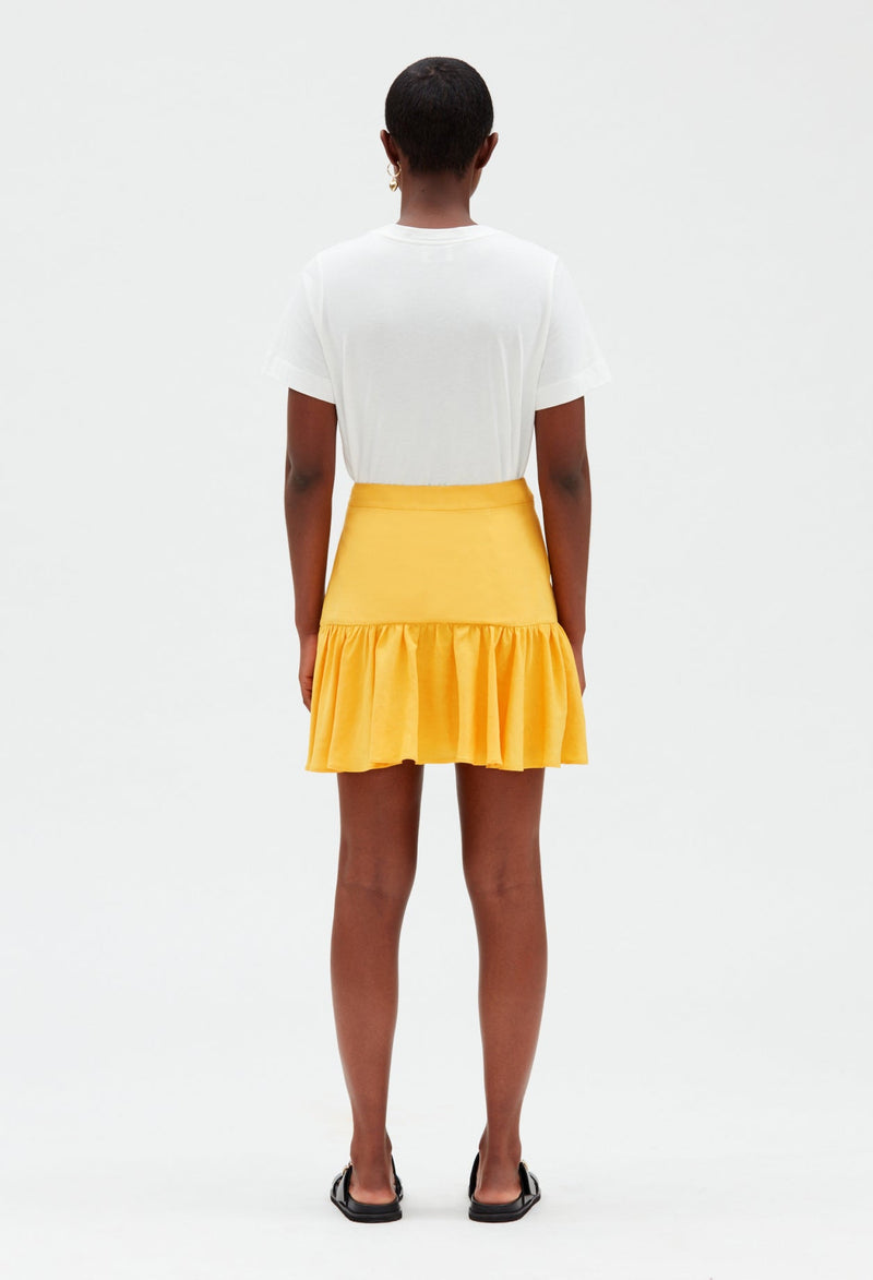 Claudie Pierlot | Falda corta con volantes mimosa amarillo para mujer, con grandes descuentos