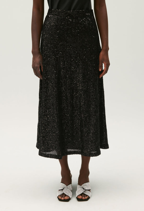 Claudie Pierlot | Falda midi de lentejuelas negra para mujer.