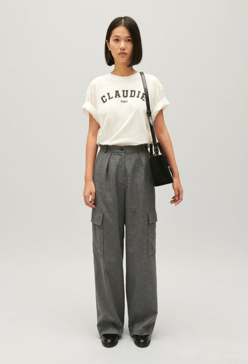 Claudie Pierlot | Pantalón cargo gris claro para mujer.