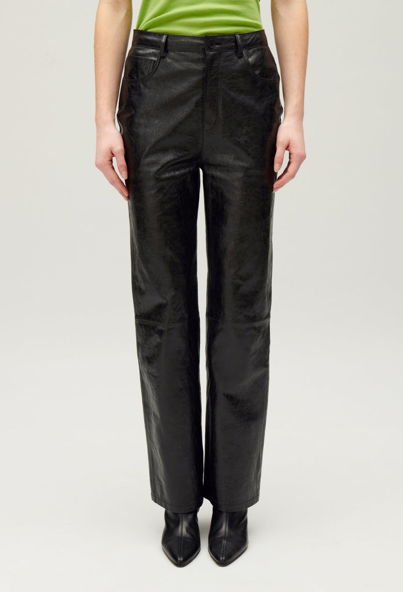 Claudie Pierlot | Pantalón cuero negro para mujer.