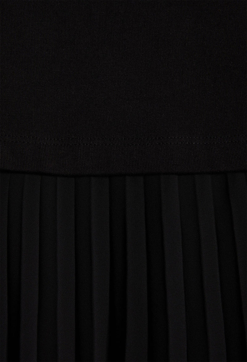 Vestido midi tela bimaterial negro