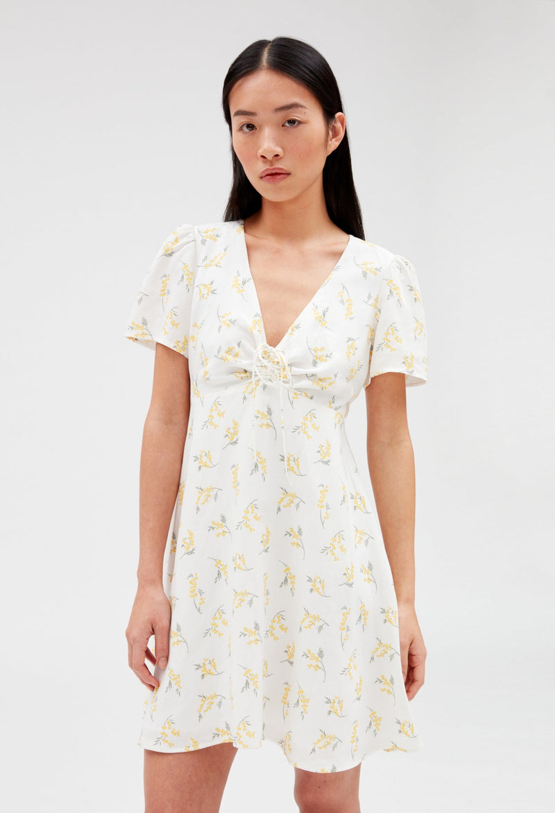 Claudie Pierlot | Vestido de corte acampanado mimosa blanco para mujer, con grandes descuentos