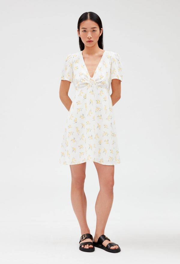 Claudie Pierlot | Vestido de corte acampanado mimosa blanco para mujer, con grandes descuentos