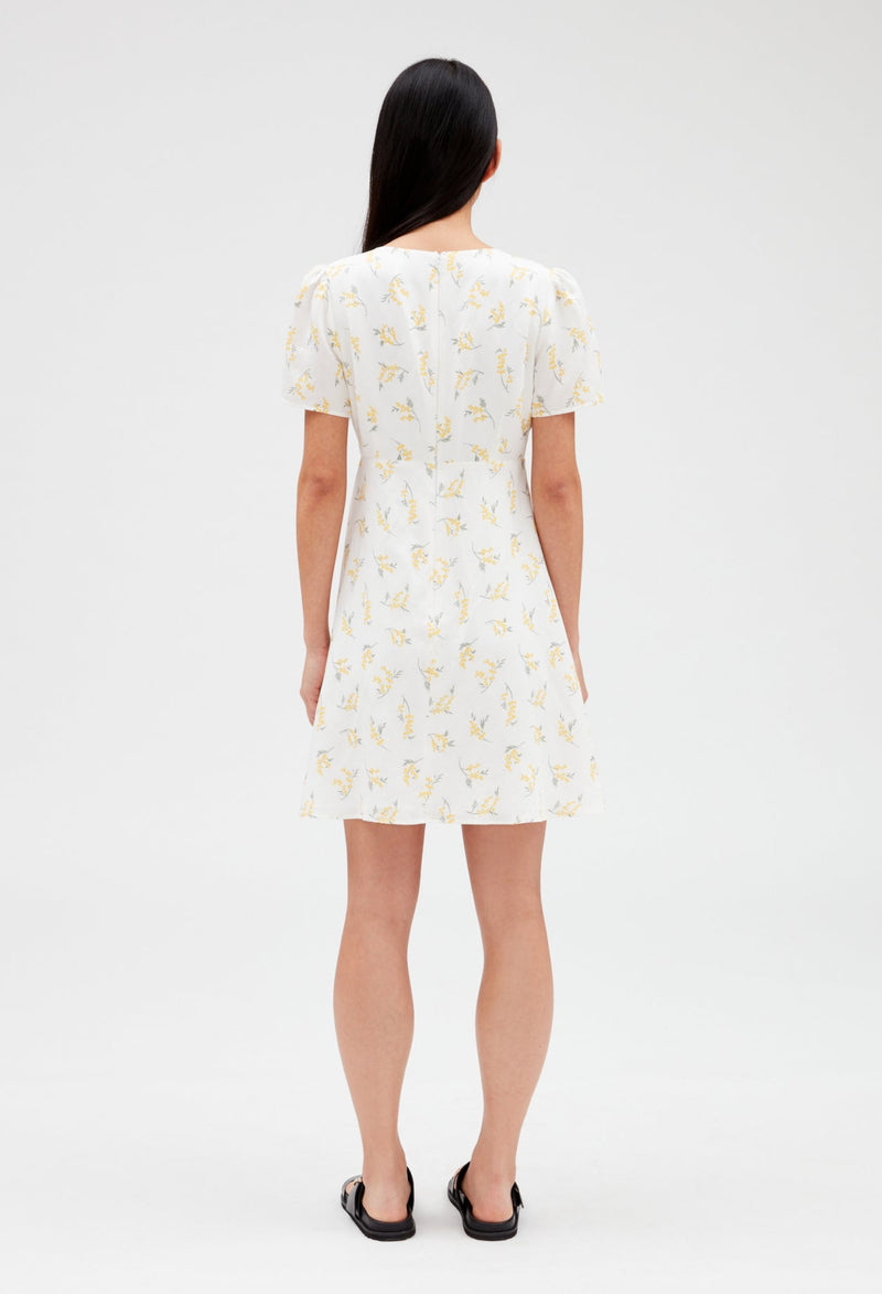 Claudie Pierlot | Vestido de corte acampanado mimosa blanco para mujer, con grandes descuentos