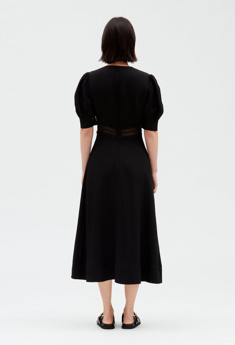 Claudie Pierlot | Vestido midi bordado negro para mujer, con grandes descuentos