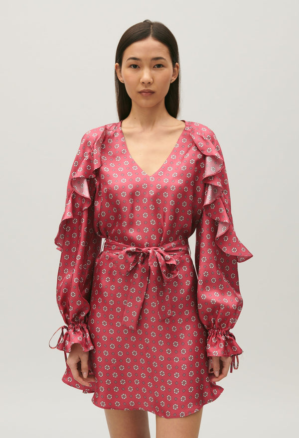 Claudie Pierlot | Vestido corto satinado con estampado para mujer.