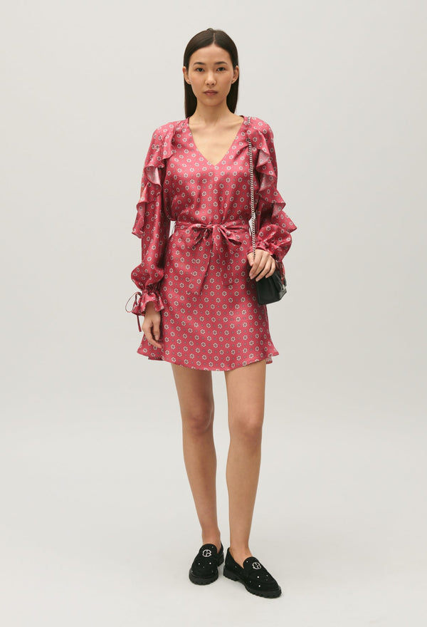 Claudie Pierlot | Vestido corto satinado con estampado para mujer.