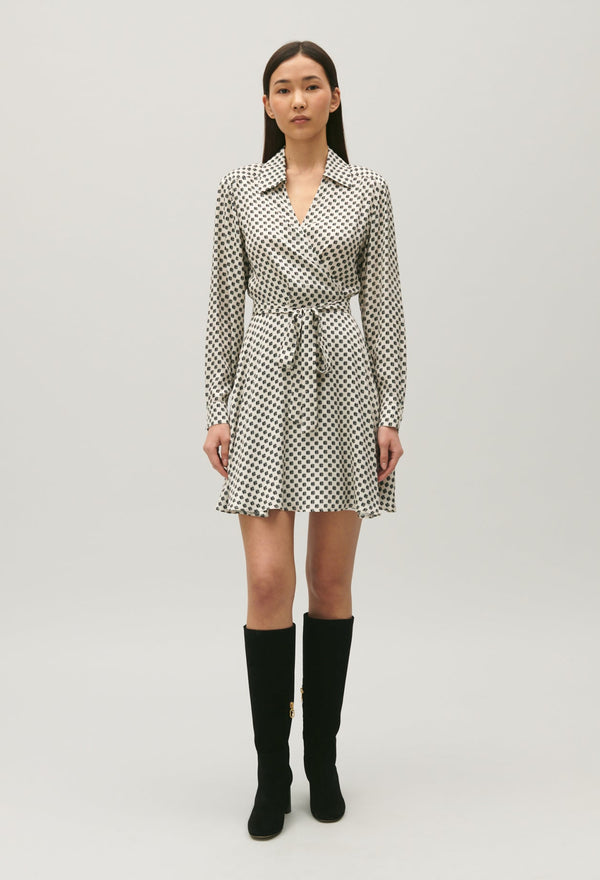 Claudie Pierlot | Vestido cruzado con estampado blanco para mujer.