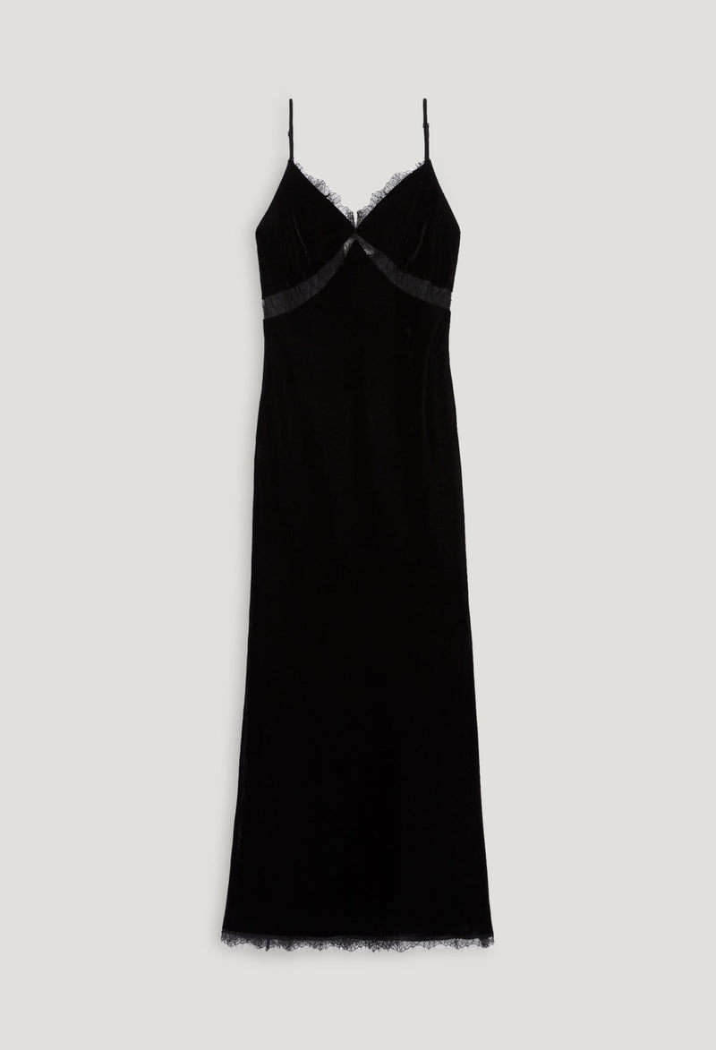 Vestido midi de terciopelo negro