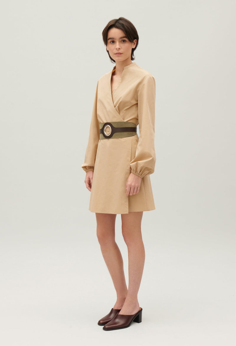 Claudie Pierlot | Vestido corto cruzado cuello mao para mujer.