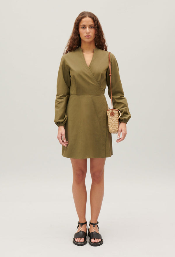 Claudie Pierlot | Vestido corto cruzado cuello mao para mujer.