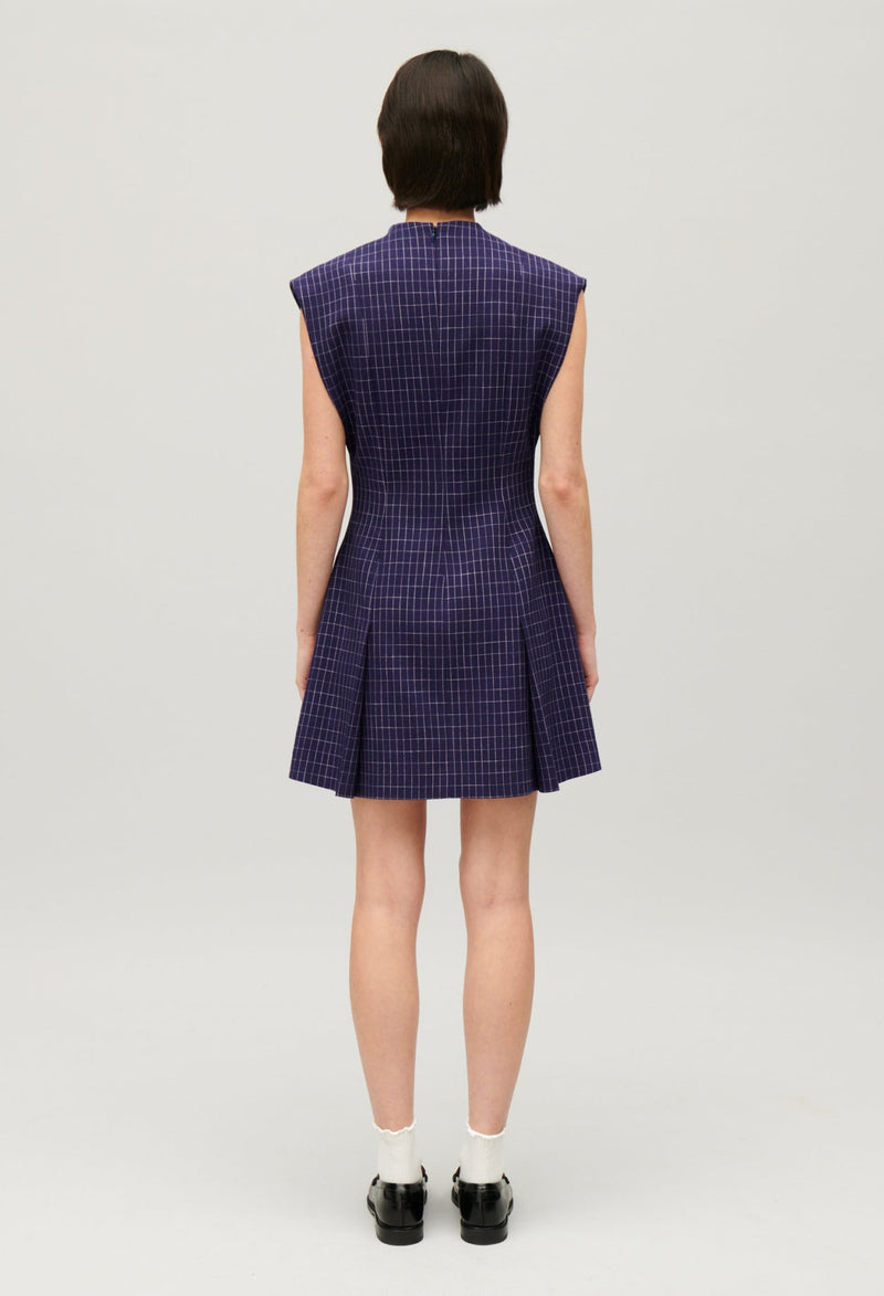 Claudie Pierlot | Vestido corto cuadros índigo para mujer.