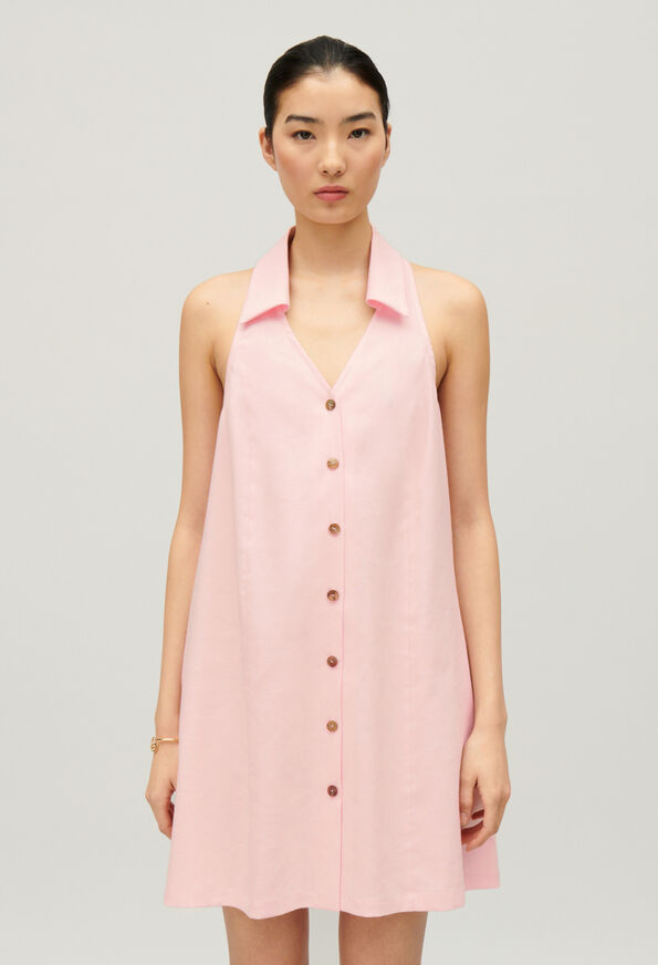 Vestido corto babydoll abotonado